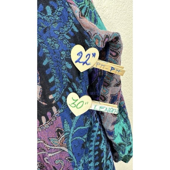 Soft Surroundings Sweater Boho Embroidered Open Fringe Kimono Cardigan SZ: Large - Picture 6 of 7